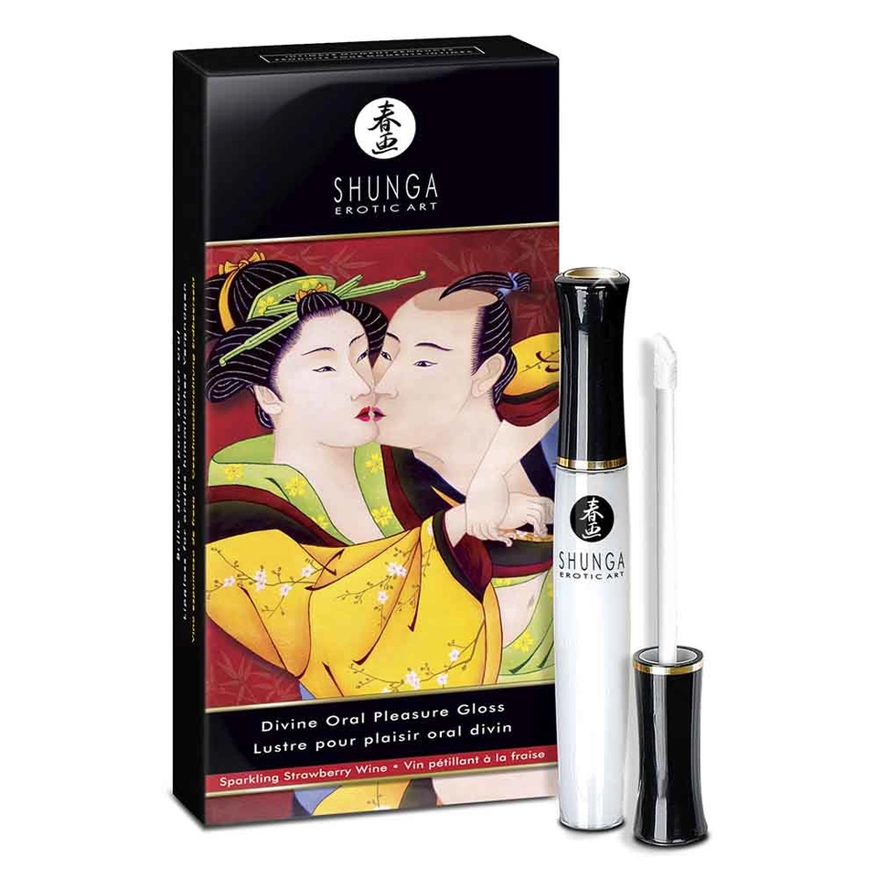 Shunga Divine Oral Pleasure Sparkling Strawberry Wine Gloss de Lábios