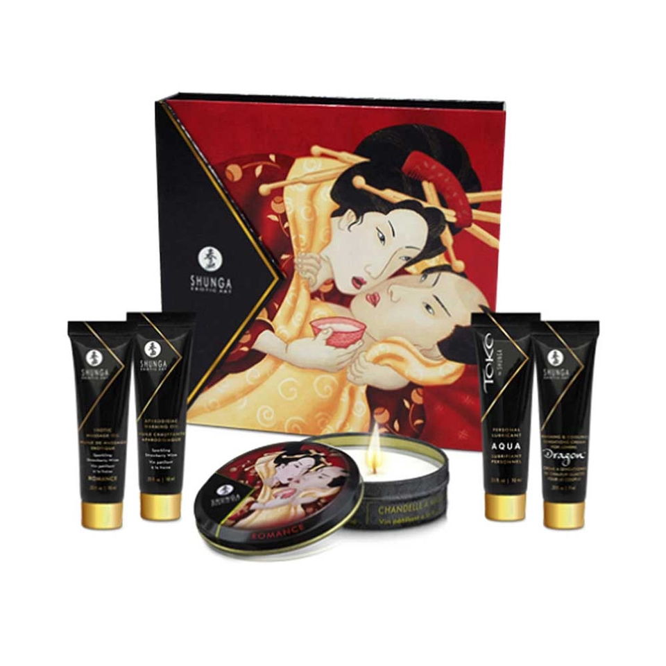 Shunga Geisha's Secrets Sparkling Strawberry Wine Set Cofanetto