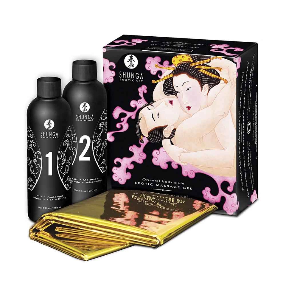 Shunga Oriental Body Slide Sparkling Strawberry Wine Gel para Massagens