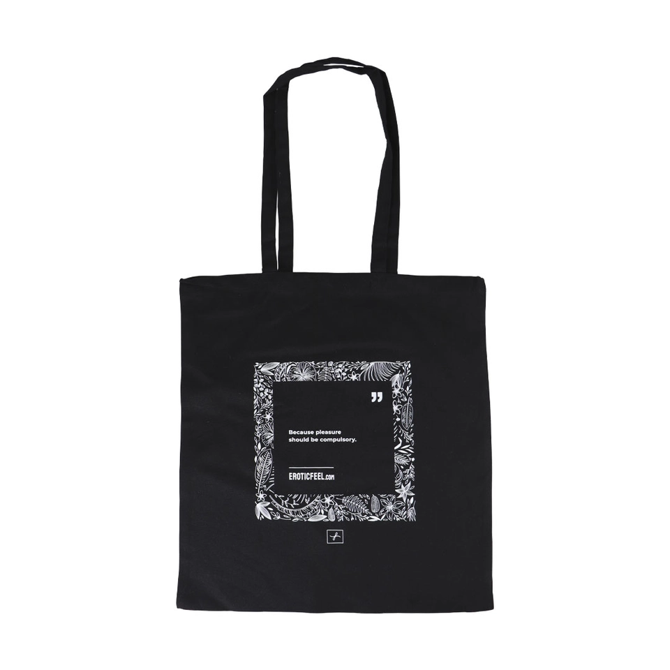 Tote Bag EroticFeel FeeltheFlowers Preto Inglês