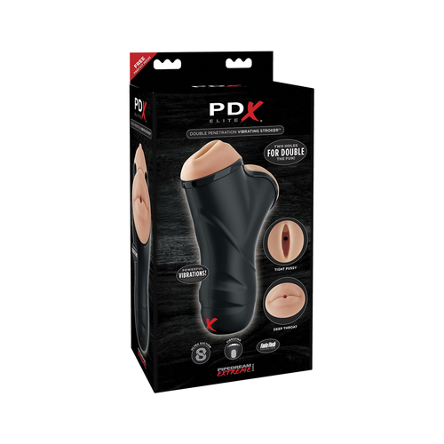 Pdx Elite Double Penetration Vibrating Stroker Masturbator mit Saugfunktion 2