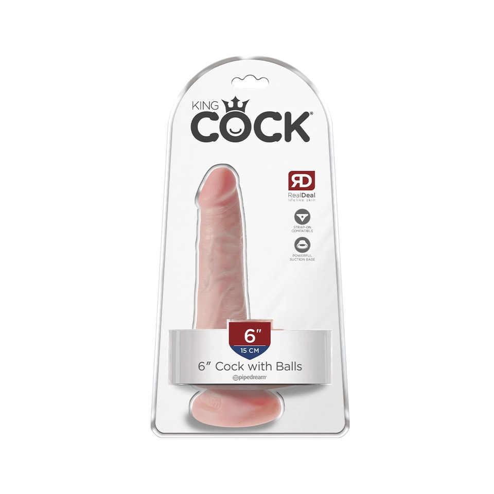 King Cock 6" - 15 cm Cock with Balls Helle Haut Realistischer Dildo 2