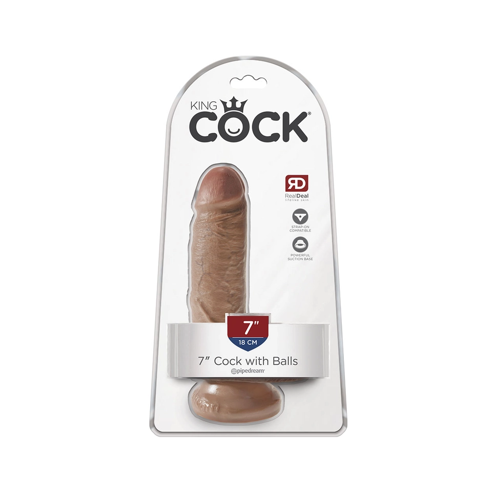 King Cock 7" - 18 cm Cock with Balls Gebräunte Haut Realistischer Dildo 2