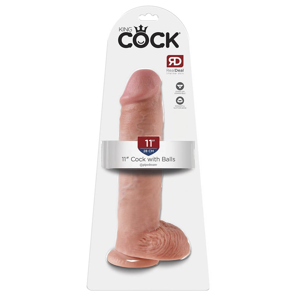 King Cock 11" - 28 cm Cock with Balls Pelle Chiara Fallo Realistico Confezione