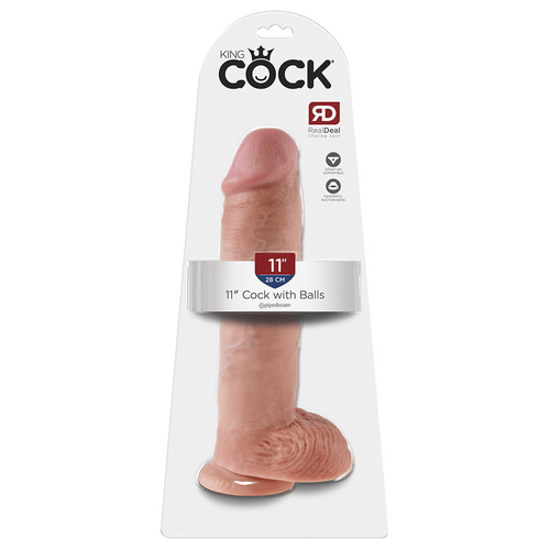 King Cock 11" - 28 cm Cock with Balls Peau Claire