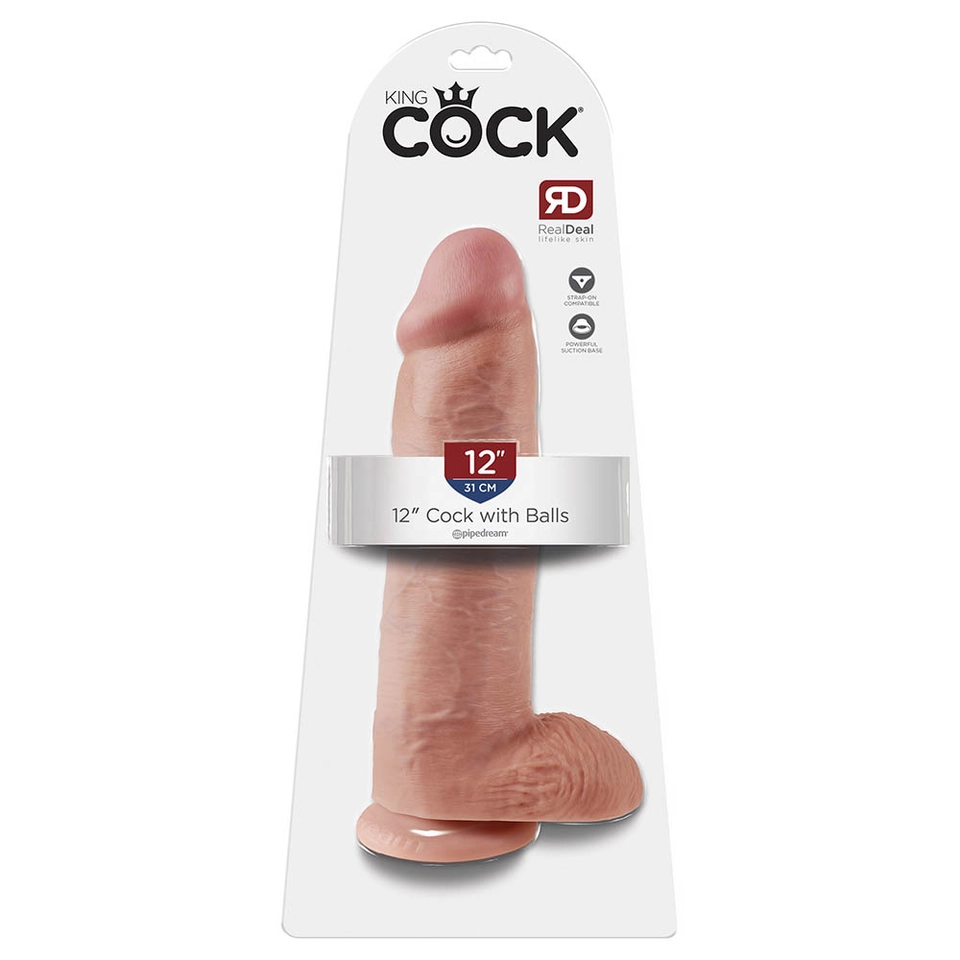 King Cock 12" - 31 cm Cock with Balls Helle Haut Realistischer Dildo Schachtel