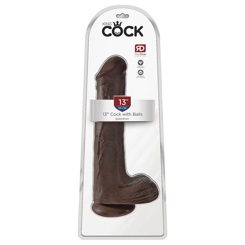 King Cock 13"- 33 cm Cock with Balls Brown Realistic Dildo Box