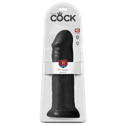 King Cock 11" - 28 cm Piel Negra Consolador Realístico Caja