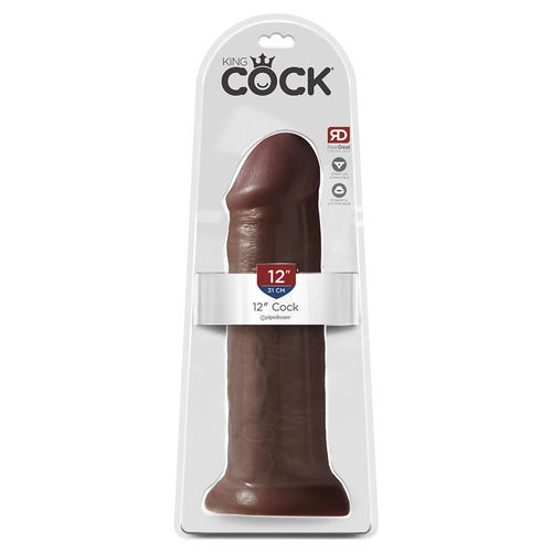 King Cock 12" - 31 cm Dunkle Haut Realistischer Dildo Schachtel