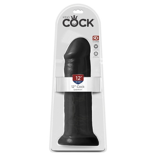 King Cock 12" - 31 cm Black Realistic Dildo Box