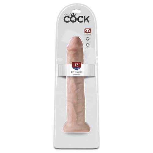King Cock 13" - 33 cm White Realistic Dildo Box