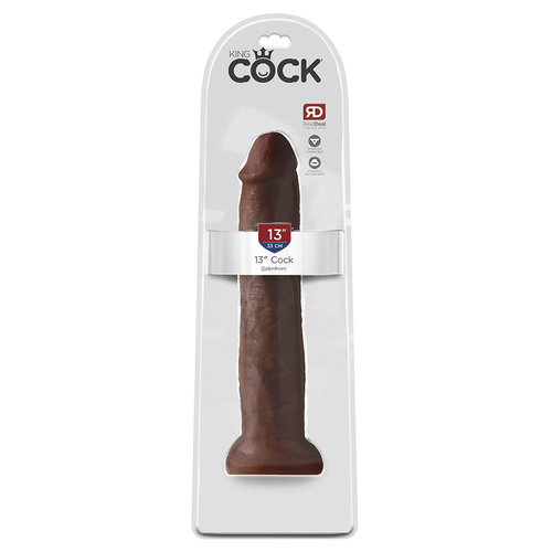 King Cock 13" - 33 cm Dunkle Haut Realistischer Dildo Schachtel
