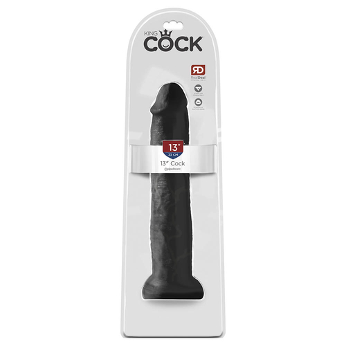 King Cock 13" - 33 cm Pelle Nera Fallo Realistico Confezione