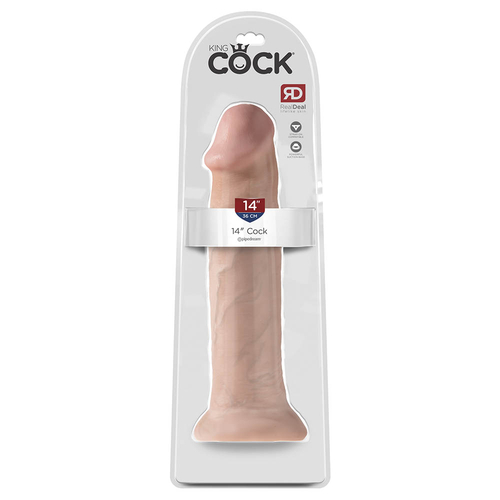 King Cock 14" - 36 cm White Realistic Dildo Box