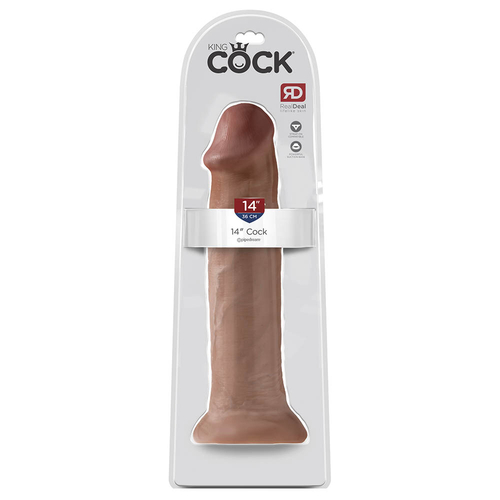 King Cock 14" - 36 cm Tan Realistic Dildo Box