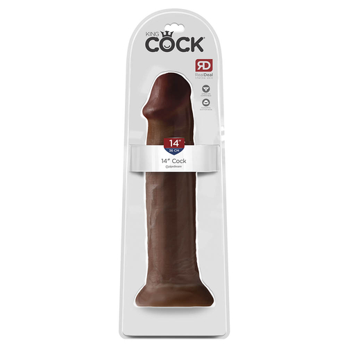 King Cock 14" - 36 cm Castanho Dildo Realístico Caixa