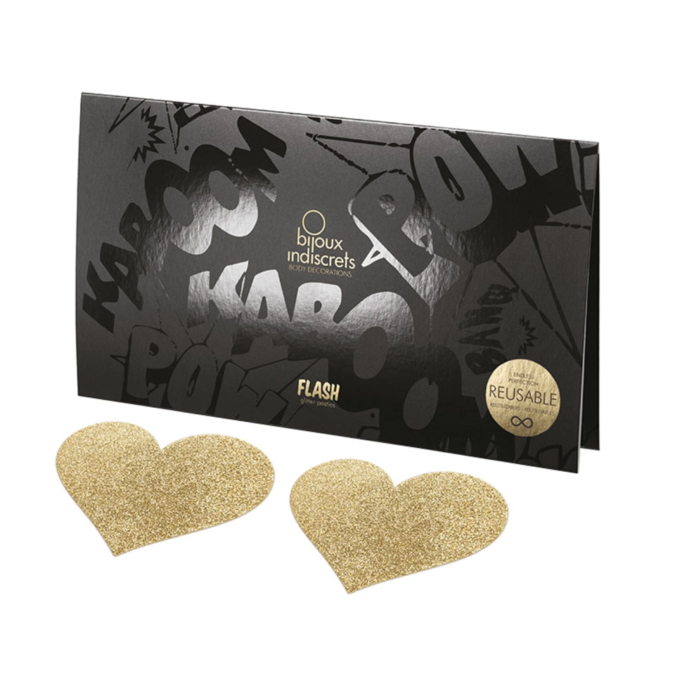 Bijoux Indiscrets Flash Heart Nipple Pasties Gold