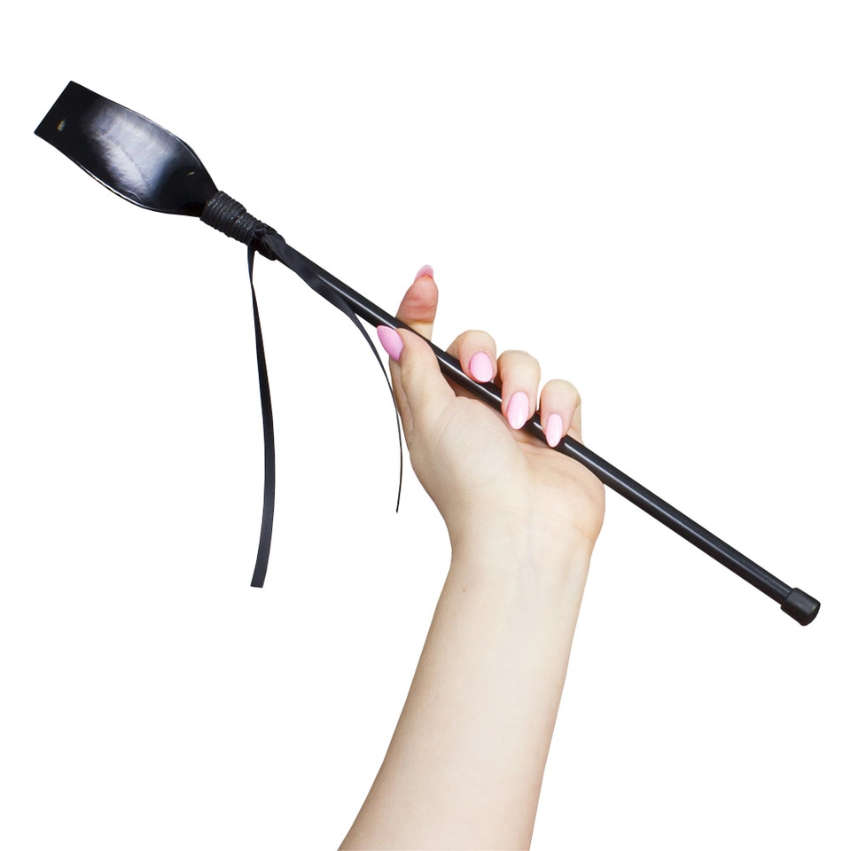 Secret Play Cravache Noire en Cuir Verni